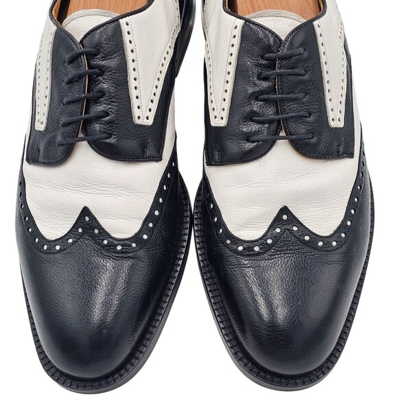 Vintage Wingtips Spectators Black White Mezlan Spain Men 10.5 Oxford Dress Shoes - Picture 2 of 16